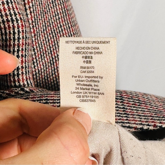 Free People Linen Plaid Tweed Blazer Academia Quiet Luxury Preppy XS Red Navy - Picture 8 of 12